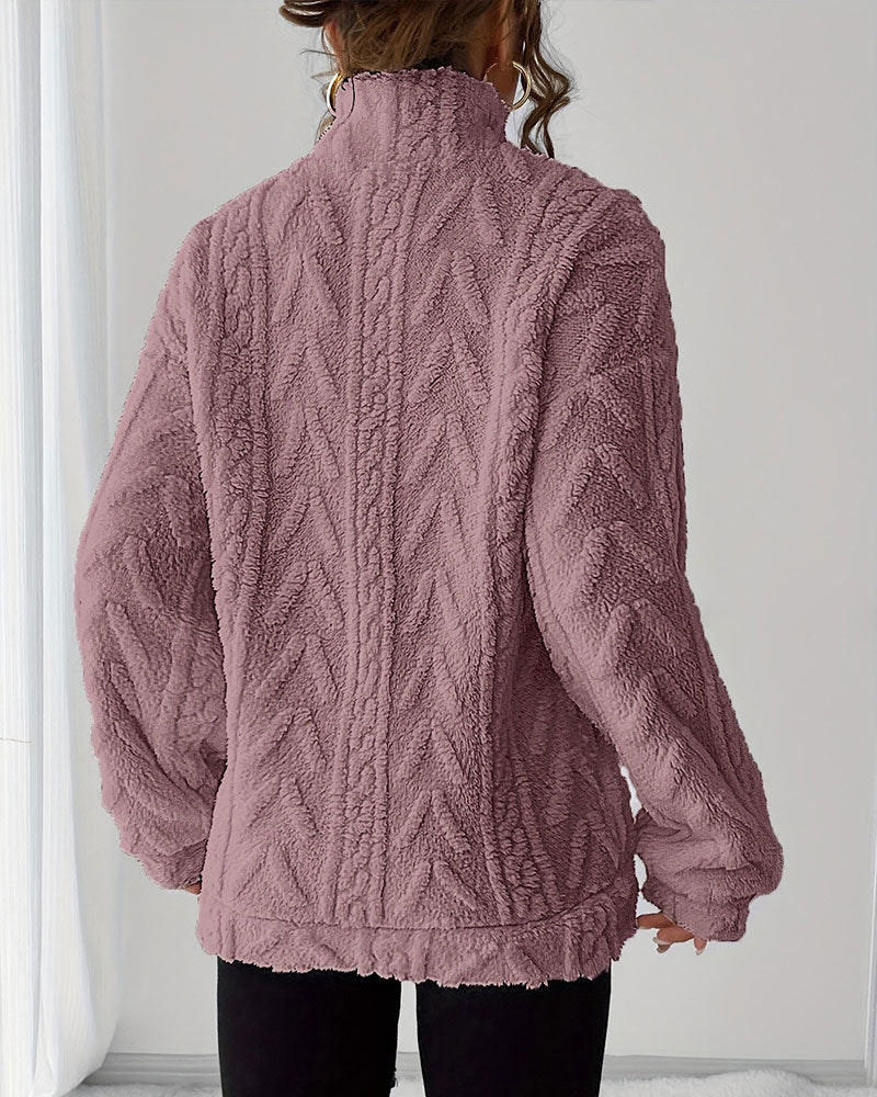 Sweatshirt Doppelseitig Fleece Halber Reißverschluss
