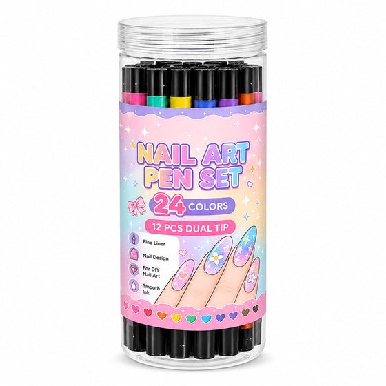 24 Farben Doppelendige Nagelkunststifte Set