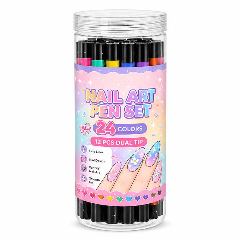 24 Farben Doppelendige Nagelkunststifte Set