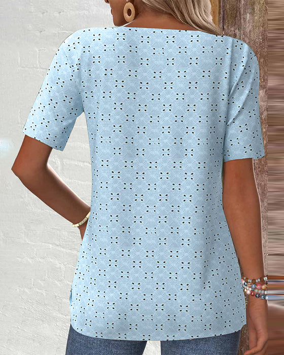 Blouse Casual Einfarbig Ausgehöhlt
