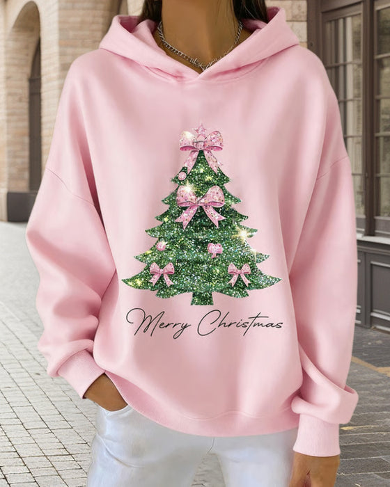 Sweatshirt Mit Kapuze Casual Weihnachtsdruck