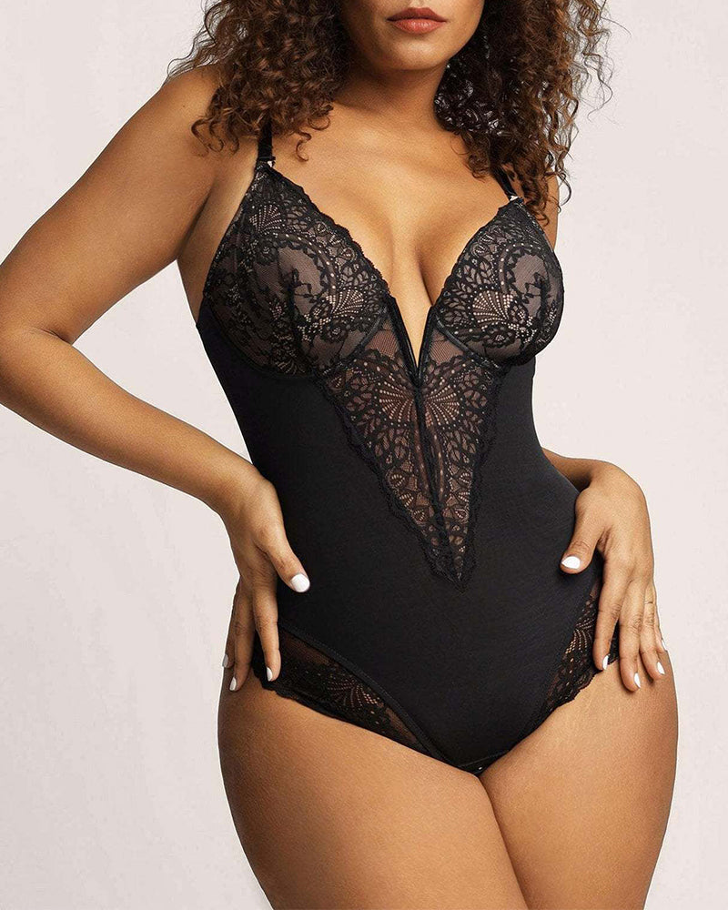 Bodysuit Mit Deep-V Ausschnitt Und Spitze Formwäsche