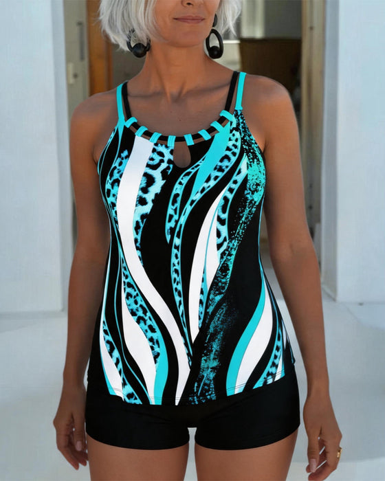 Tankini Leoparden Druck Streifen
