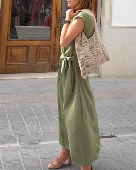 Kleid Elegant Einfarbig Taillengürtel