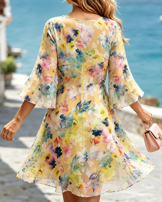 Kleid Aquarell Blumig Lagen