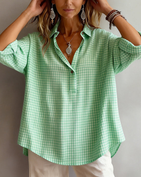 Bluse Karriert Modisch Revers