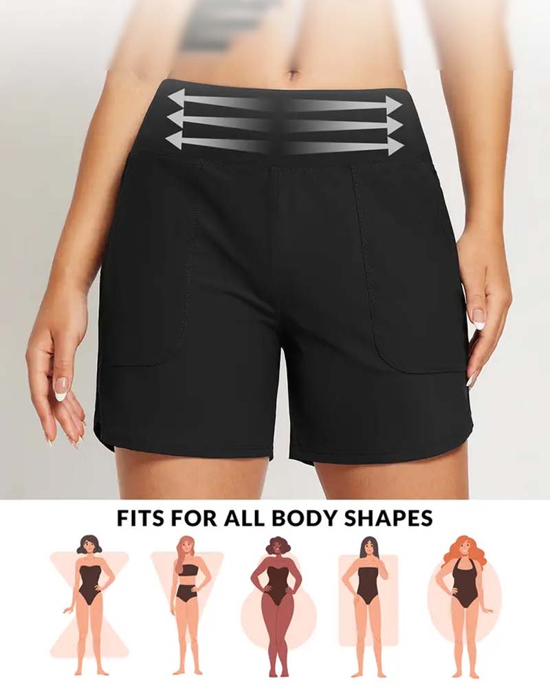 Shorts Hohe Taille Schlitz Sportlich Lässig