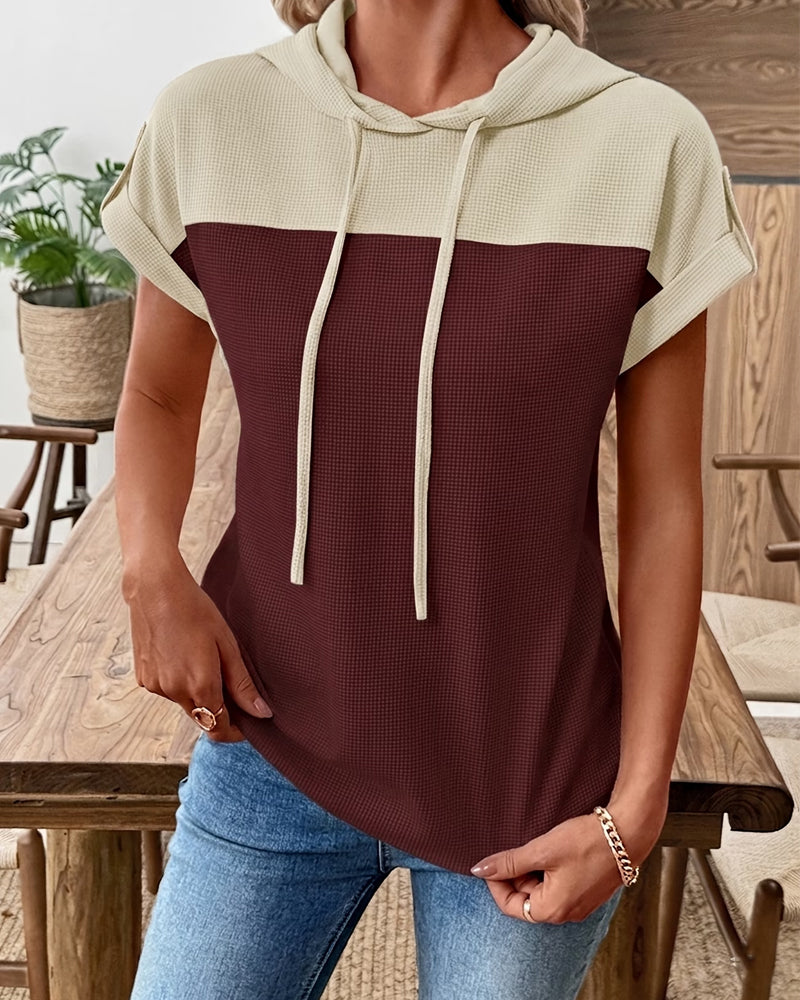 Hoodie Farbblock Kurzarm Lässig