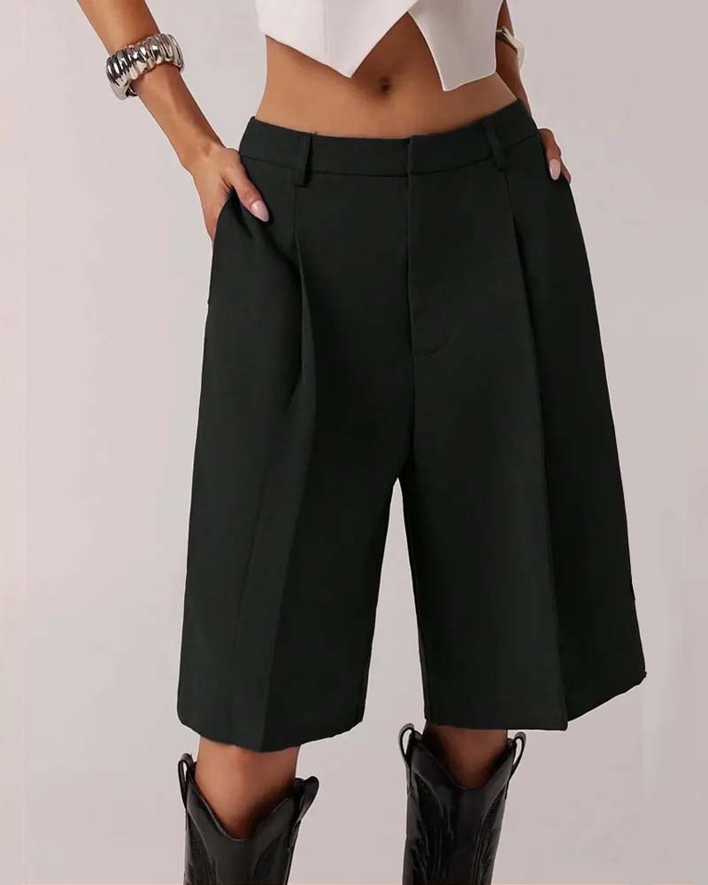Blazer Hose Bermuda Gerades Bein Tasche Lässig