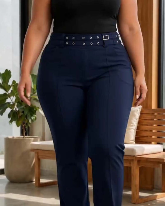 Hose Stilvoll Hohe Taille Slim Fit Lang