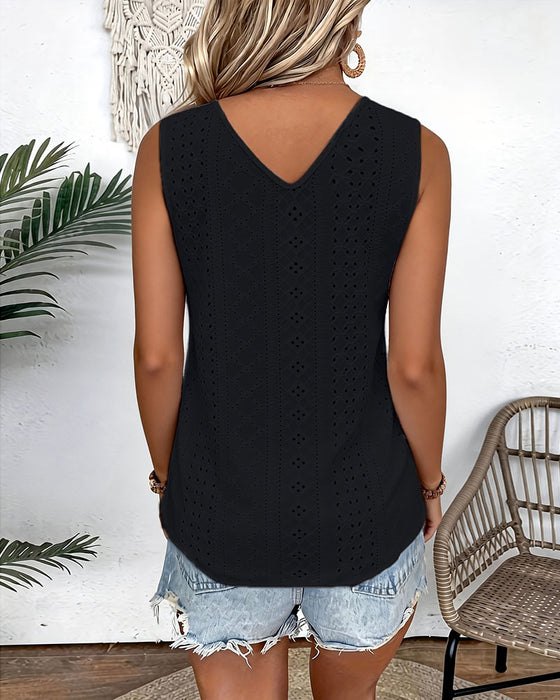 Tanktop V-Ausschnitt Einfarbig Cut-Out Lässig
