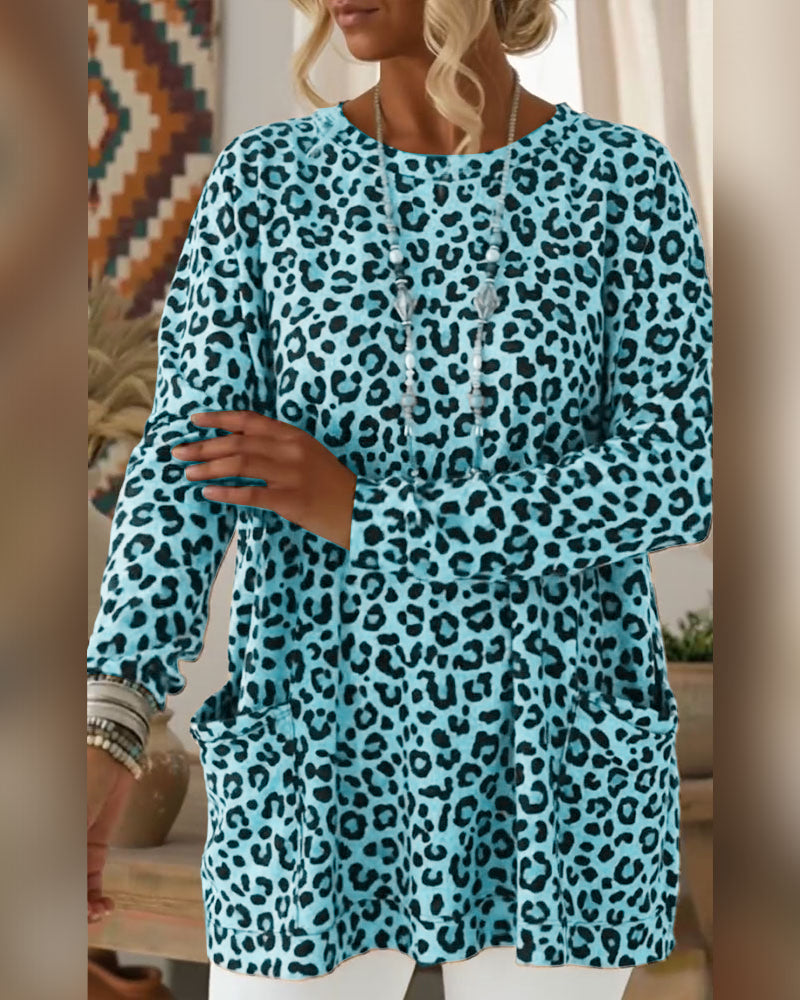 Top mit Leopardenprint und Rundhalsausschnitt