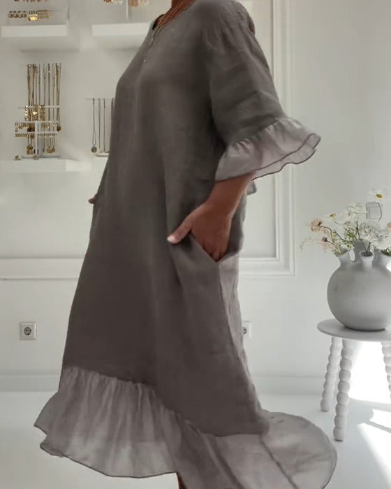 Kleid Rüsche Tasche Lässig
