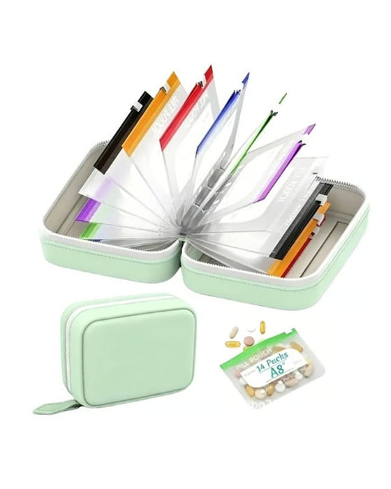 Premium wasserdichtes PU-Reise-Pillenbox-Set