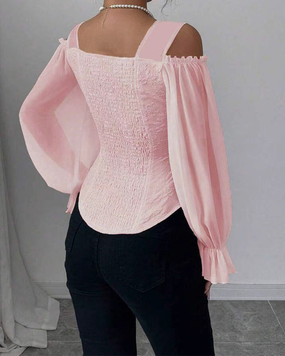 Bluse Off-Shoulder Langarm Taille
