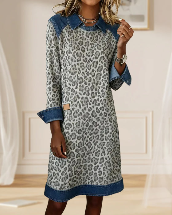 Kleid Mit Modischem Revers Und Farbblock-Design