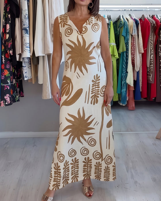 Kleid V-Ausschnitt Ärmellos Gerade