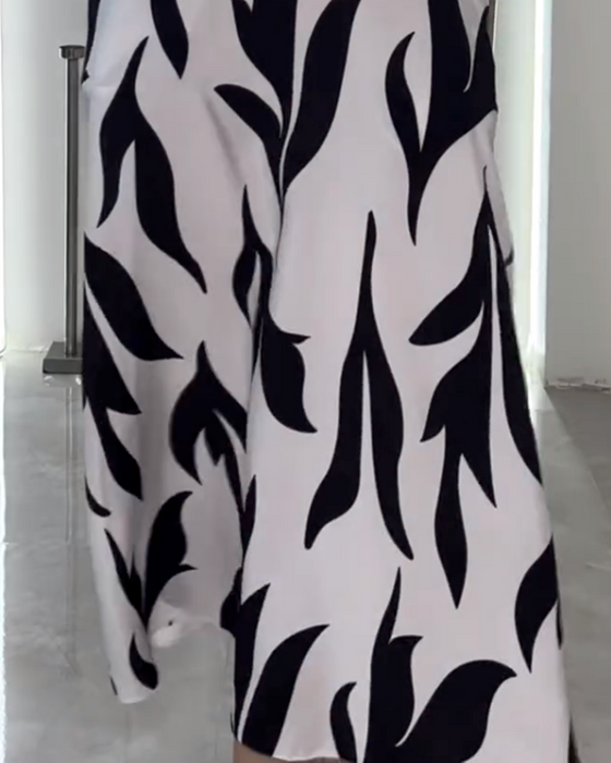 Kleid Lässig Ärmellos Bedruckt