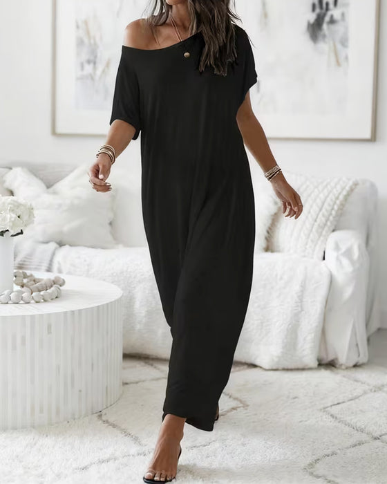 Kleid Unifarben Lang Casual