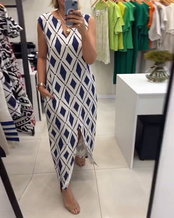 Kleid Ärmellos Diamantschlitz