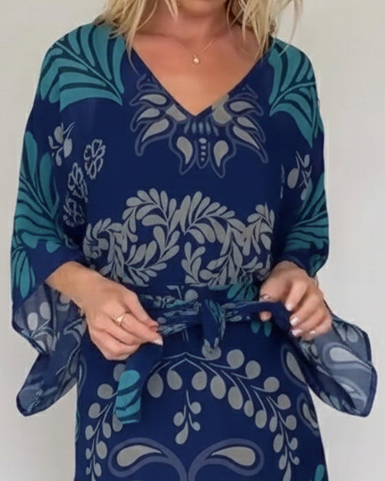 Kleid Boho V-Ausschnitt Weit