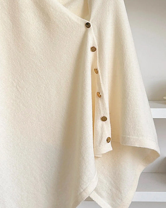 Mantel Vielseitig Asymmetrischer Knopf Cape Umhang
