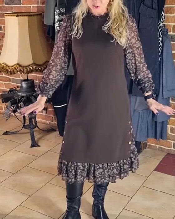 Kleid mit Rundhalsausschnitt im Fake-Zweiteiler-Look