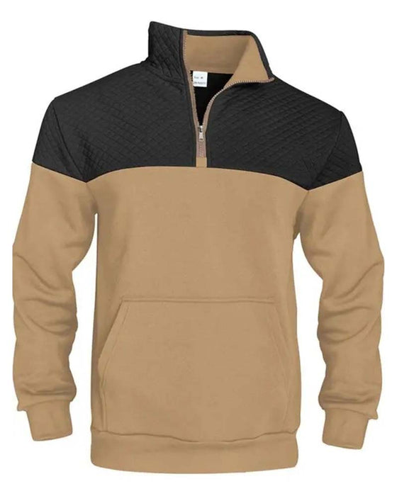Herren Sweatshirt Colorblock Revers Reißverschluss