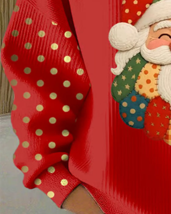 Gestreiftes Sweatshirt Mit Weihnachtsdruck Und Punktmuster