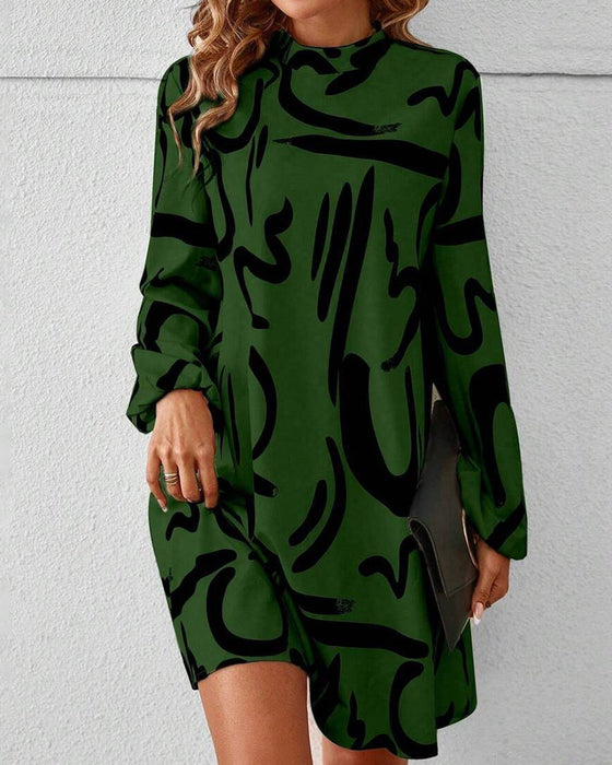 Kleid modisch geometrischer Kontrastdruck