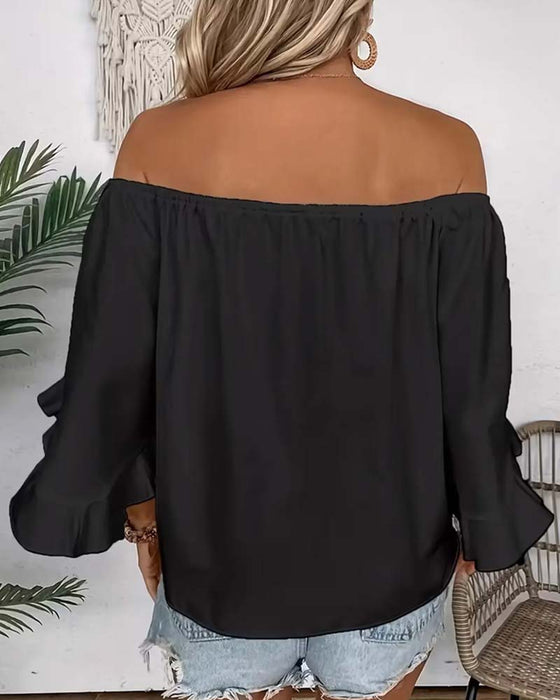Bluse Bandage Off-Shoulder Rüschenärmel