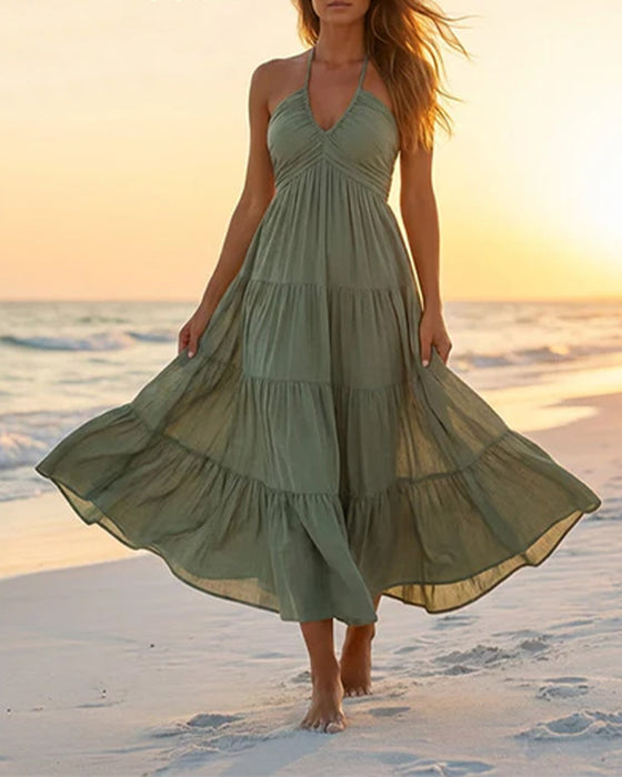 Kleid Neckholder Bandeau Mehrlagige Rüsche