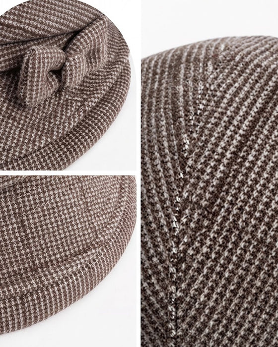 Damen Elegante Karomuster Schleife Dekor Baskenmütze