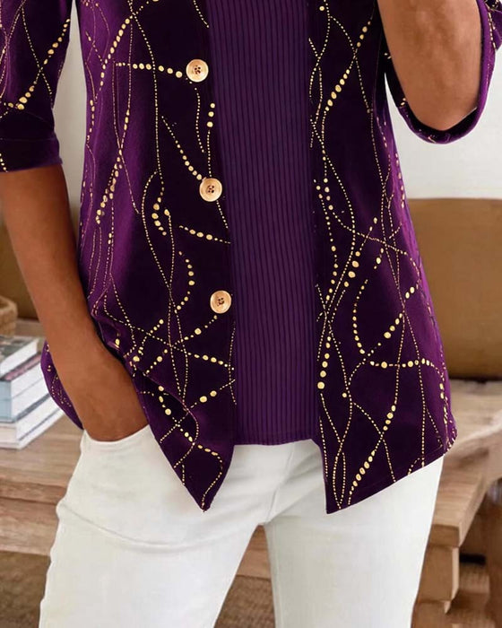 Bluse Revers Knopf Vorne Cross Over Falsch Layer