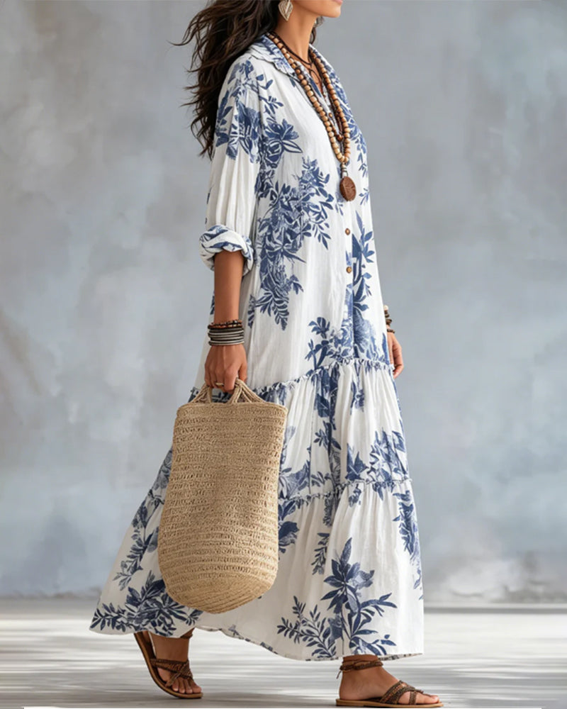 Kleid Lässig Bedruckt Revers