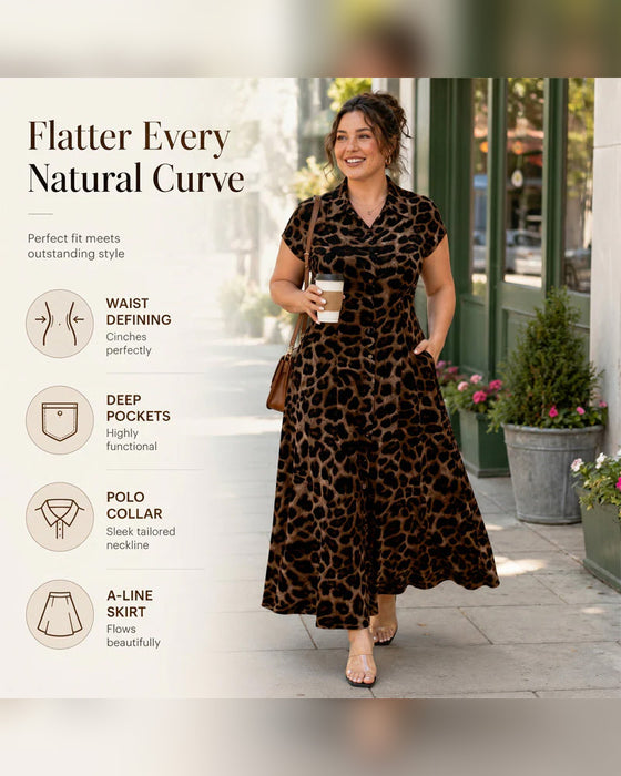 Kleid Lässig Leopardenmuster Maxi