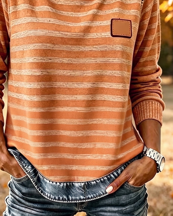 Hoodie Patchwork Streifen Lässig