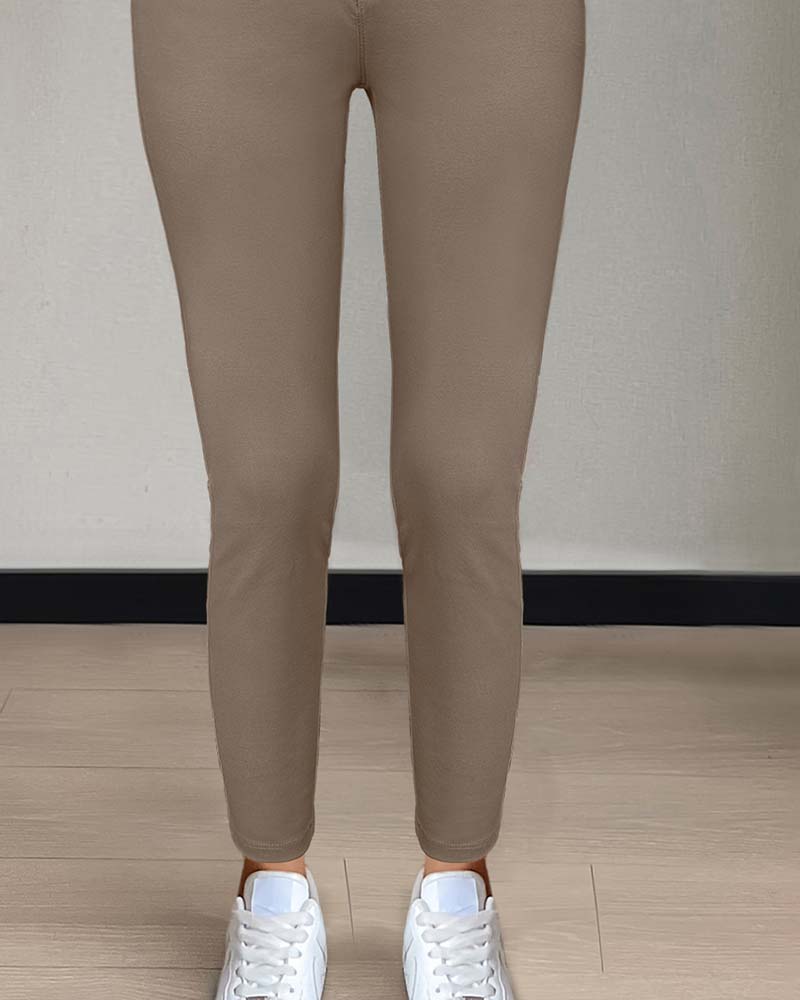 Hose Damen Tasche Einfarbig Skinny Lässig