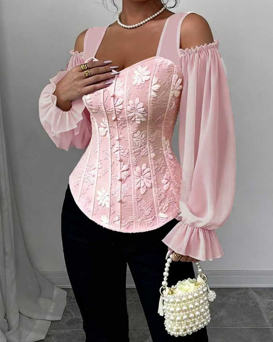 Bluse Off-Shoulder Langarm Taille