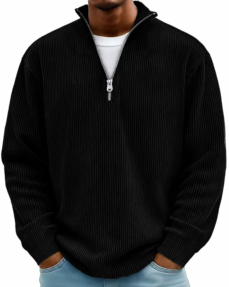 Herren Sweatshirt Reißverschluss Kragen Langer Ärmel