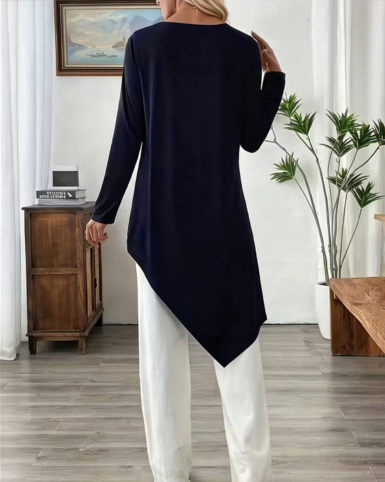 Top Asymmetrisch Midilänge Unifarben