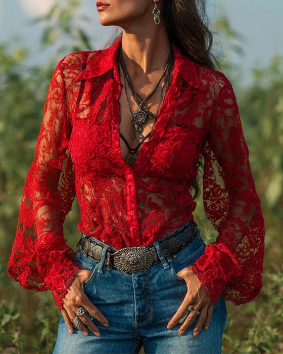 Einfarbige Hemd mit Kragen und langen Ärmeln