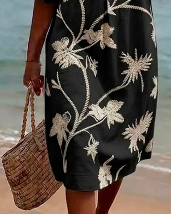 Kleid Petite V-Ausschnitt Rüsche 3/4-Arm