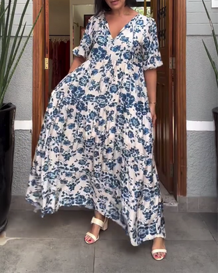 Kleid Kurzarm Blumenmuster