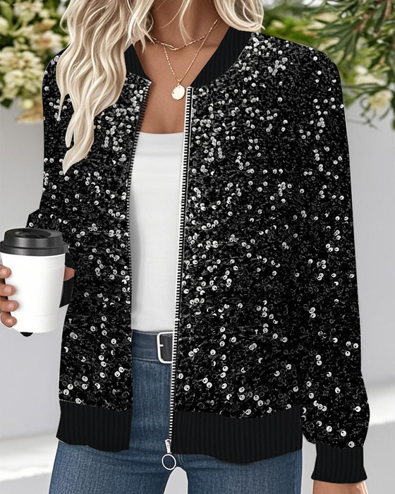 Jacke trendig glitzernd Paillette Outdoor-Jacke