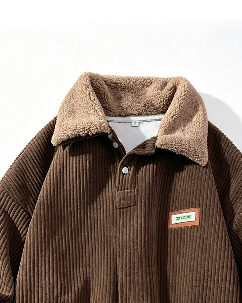 Sweatshirt Cord Knopfleiste Revers