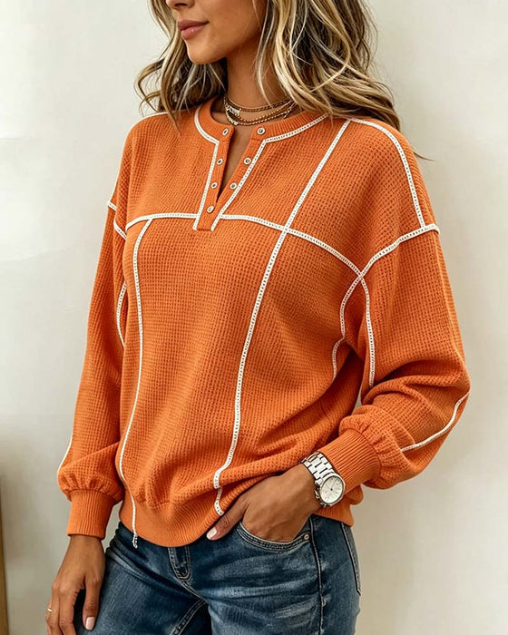 Sweatshirt V-Ausschnitt Linie Langarm