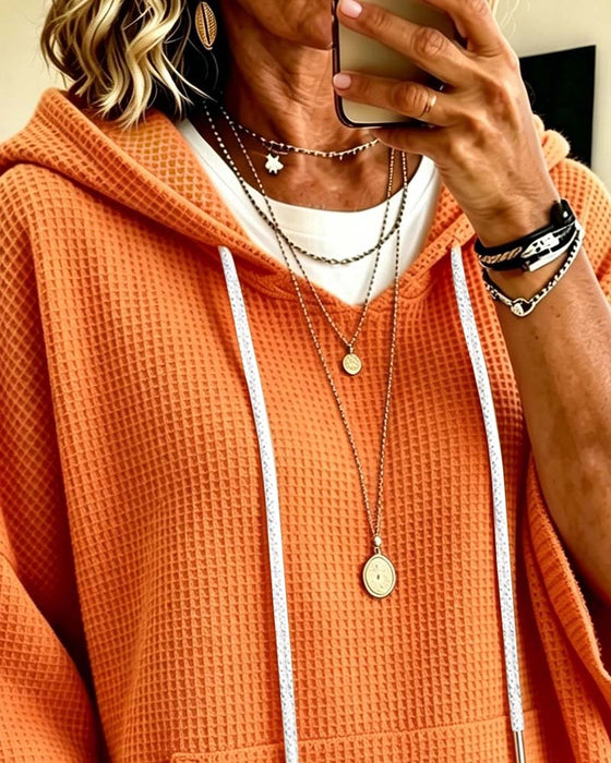 Sweatshirt Lässig Einfarbig Mit Kordelzug