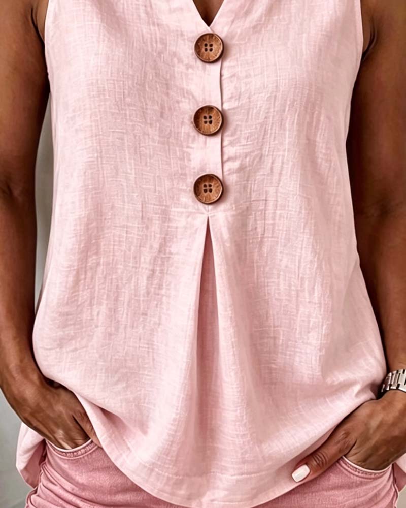 Tanktop Dreiknopf Ärmellos Einfarbig
