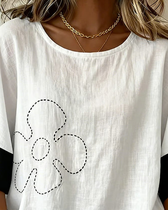 Top Farbblock Blumig